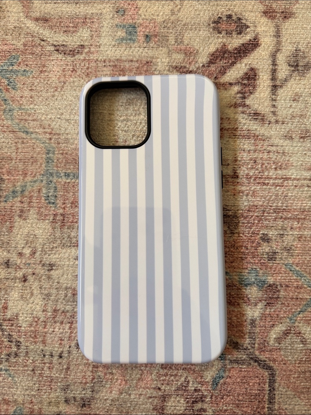 iPhone 12 Pro Max light blue and white striped phone case